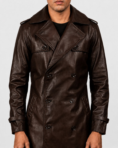Mens leather trench - mens,