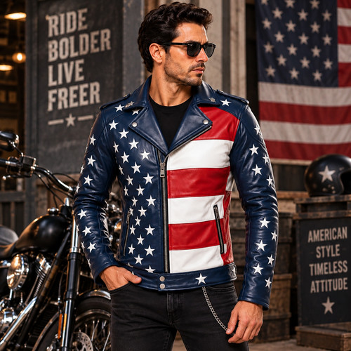 Men usa flag genuine - usa, leather